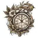 roots growning with digital clock  tattoo design idea