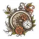 roots growning with digital clock  tattoo design idea