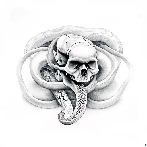 2 snakes in a human skull 47 tattoo design idea