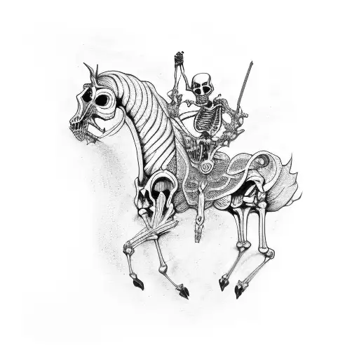 skeleton on a horse tattoo design idea