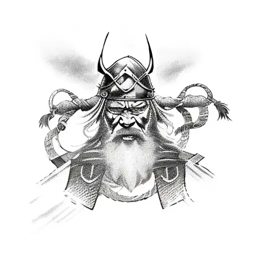 Viking manga characters engaged in an epic battle tattoo design idea