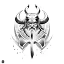 Viking warrior wielding a manga-inspired weapon tattoo design idea