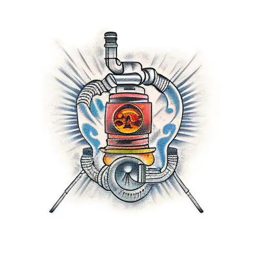 A tattoo design depicting the construction of city heating pipelines tattoo design idea