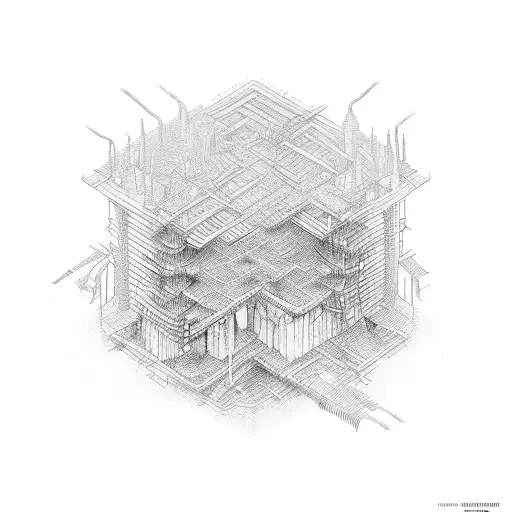 A tattoo design depicting the construction of city heating pipelines tattoo design idea