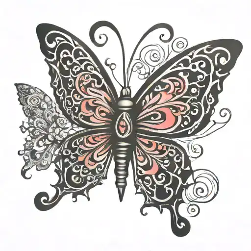 gothic y2k butterfly tattoo design idea