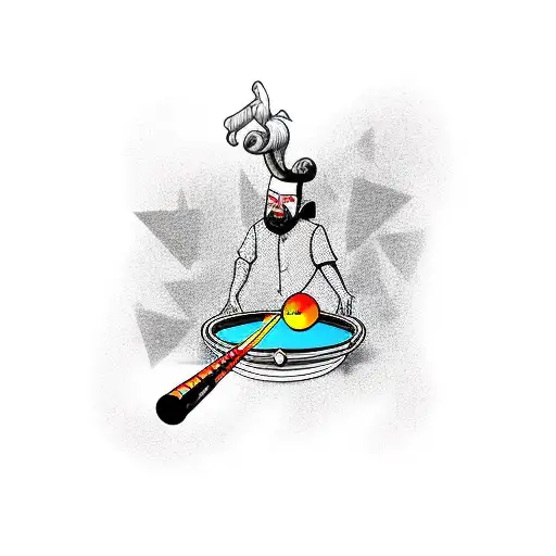 wizard playing pool with Harley motorcycles in background tattoo design idea