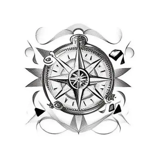I want a design for the arm that has a felix bird with a compass, some roses and some dice tattoo design idea