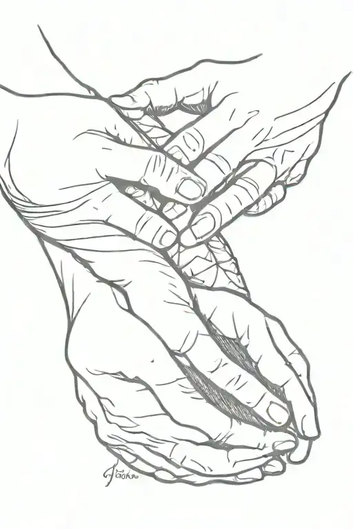 grandmother grandson holding hands tattoo design idea