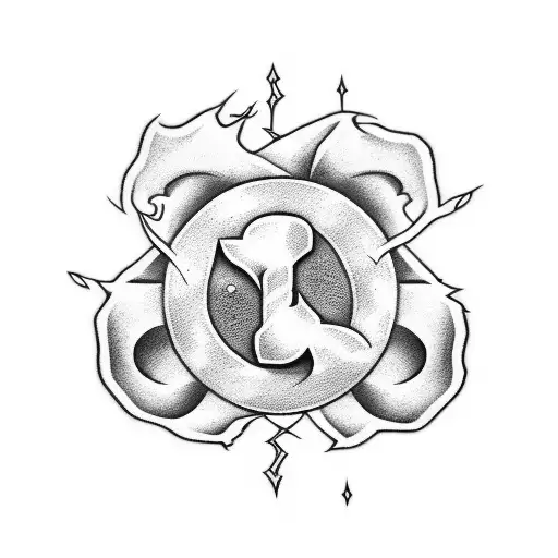 Video game Oblivion logo wrapped in flowes tattoo design idea