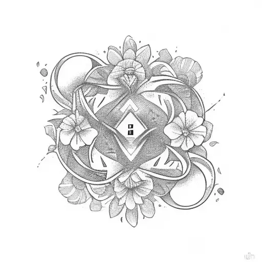 Oblivion logo wrapped in flowers tattoo design idea