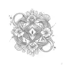 Oblivion logo wrapped in flowers tattoo design idea