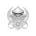 Oblivion logo wrapped in flowers tattoo design idea