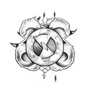 Video game Oblivion logo wrapped in flowes tattoo design idea