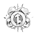 Video game Oblivion logo wrapped in flowes tattoo design idea