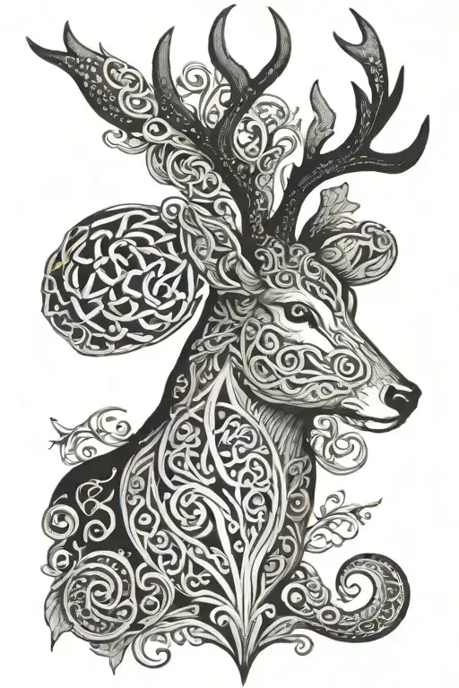 celtic deer pagan cernnunos tattoo design idea