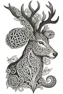 celtic deer pagan cernnunos tattoo design idea