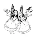 two black twin fairy girls  tattoo design idea