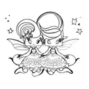 two black twin fairy girls  tattoo design idea