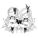 two black twin fairy girls  tattoo design idea