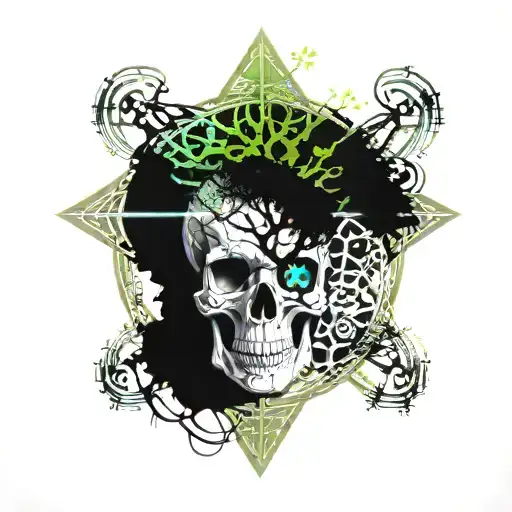 Tree of Life growing through the skulls tattoo design idea