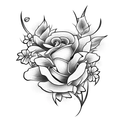 flowers and dragonflies tattoo design idea