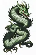 shenron wrapped around arm with many anime xharacters fillin voids tattoo design idea