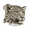 leopard print with the names joshua and cole in the middle  tattoo design idea