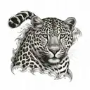 leopard print with the names joshua and cole in the middle  tattoo design idea