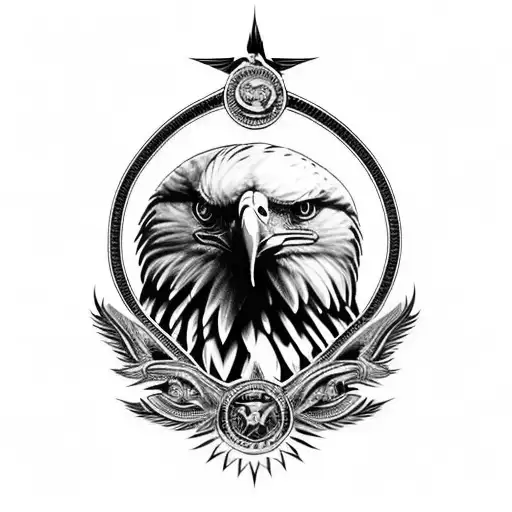I need an eagle to tattoo on the neck with the following characteristics: that shows a lot of presence, with an imposing tattoo design idea