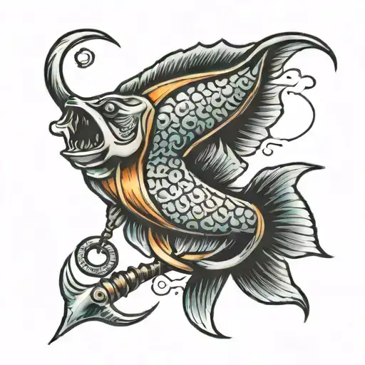 fishing hook tattoo design idea