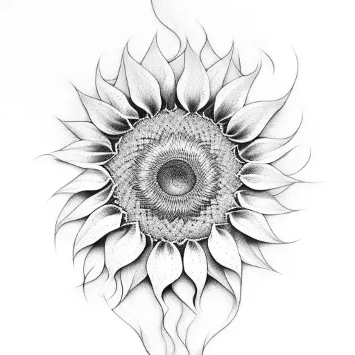 sunflower with waves tattoo design idea