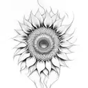 sunflower with waves tattoo design idea
