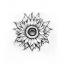 sunflower with waves tattoo design idea