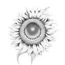 sunflower with waves tattoo design idea
