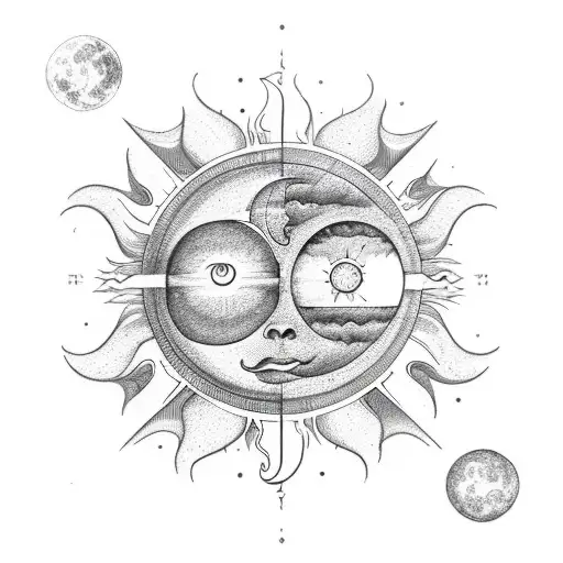 Sun and Moon tattoo design idea