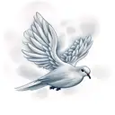 Dove clouds memorial tattoo design idea