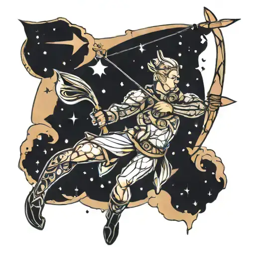 archer shooting arrow constellations tattoo design idea