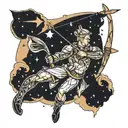 archer shooting arrow constellations tattoo design idea
