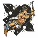 archer shooting arrow constellations tattoo design idea