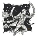 archer shooting arrow constellations tattoo design idea