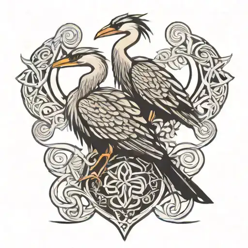 celtic herons on shoulder tattoo tattoo design idea