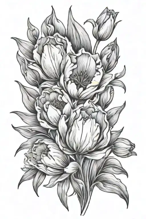 Dutch tulips and melencoly feel  tattoo design idea