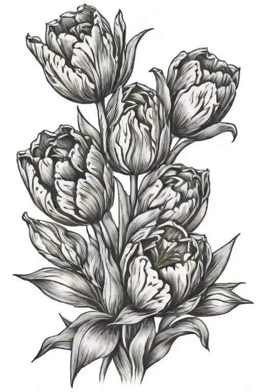 dutch tulips with a melencoly feel tattoo design idea