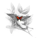 crow with butterflies tattoo design idea