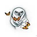 crow with butterflies tattoo design idea