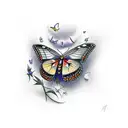 crow with butterflies tattoo design idea