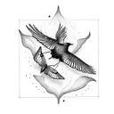 crow with butterflies tattoo design idea