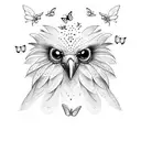 crow with butterflies tattoo design idea