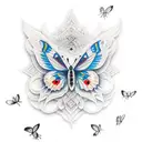 crow with butterflies tattoo design idea