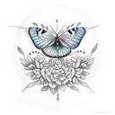 crow with butterflies tattoo design idea